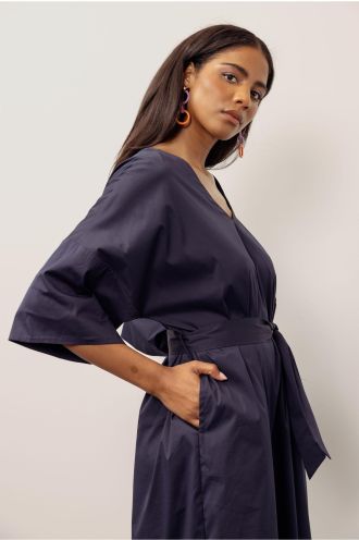 Kim poplin dress dark blue, Studio Anneloes