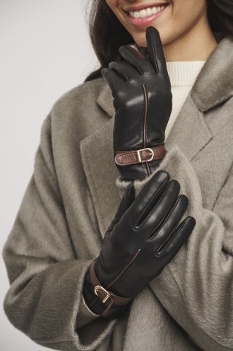 Eda leather gloves with buckle, Rino & Pelle