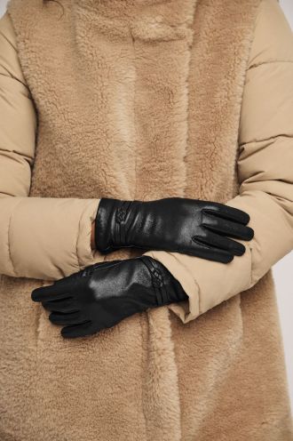 Leather gloves breaded detail, Rino & Pelle