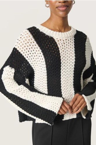 Soaked_in_luxury_Menaka_Stripe_Pullover_Black_White_Hilnetta_s_1