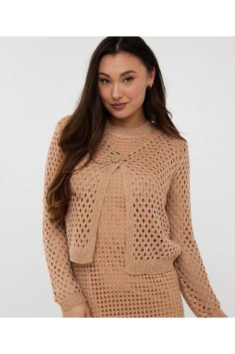 Esqualo_Cardigan_single_button_lurex_Praline_Hilnetta_s_2