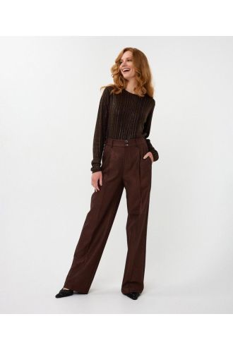 Esqualo_Trousers_shiny_twill_chocolate_Hilnetta_s