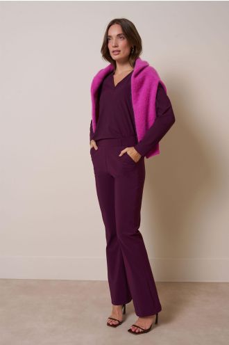 Flair LONG bonded trousers blackberry, Studio Anneloes
