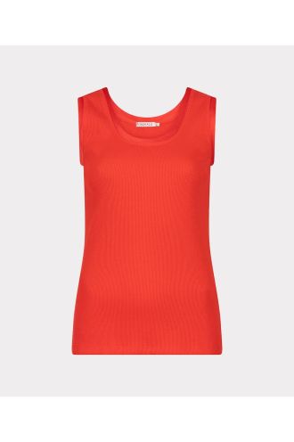 Singlet satin binding rib knit red, Esqualo