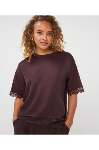 Esqualo_T_shirt_lace_satin_cacao_Hilnetta_s