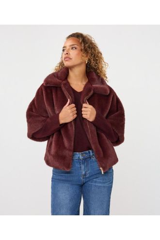 Esqualo_Coat_poncho_fake_fur_merlot_Hilnetta_s