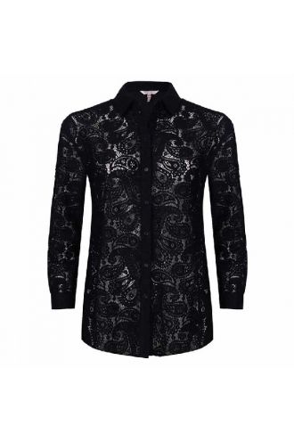 Blouse long lace Black