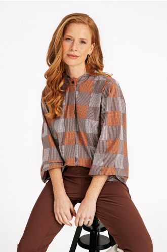 Pomme check blouse offwhite/peach