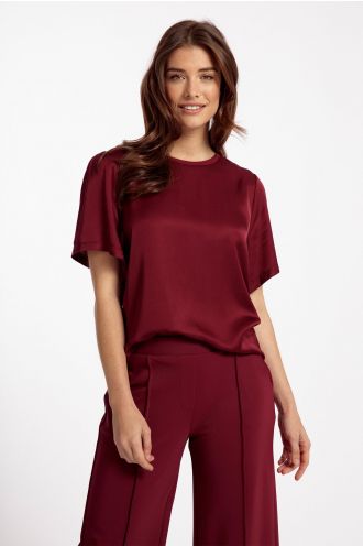 Niza satin shirt stone red