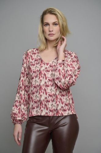 Treva V neck top rosette ikat
