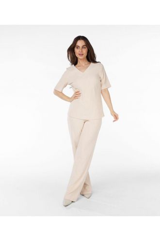 Trousers fancy crinkle light sand