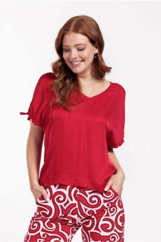 Aveline satin top red