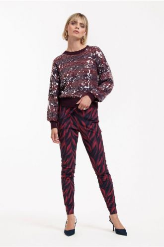 Stairdown leaves trousers darkblue/merlot