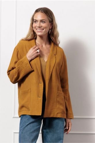 Petria linen look blazer honey