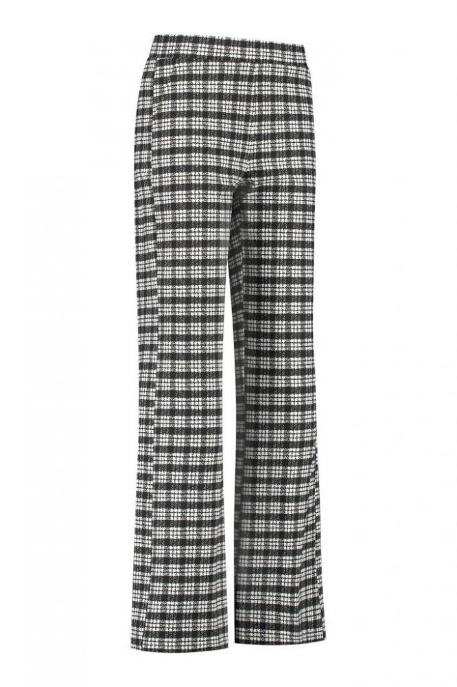 Black and store white check trousers