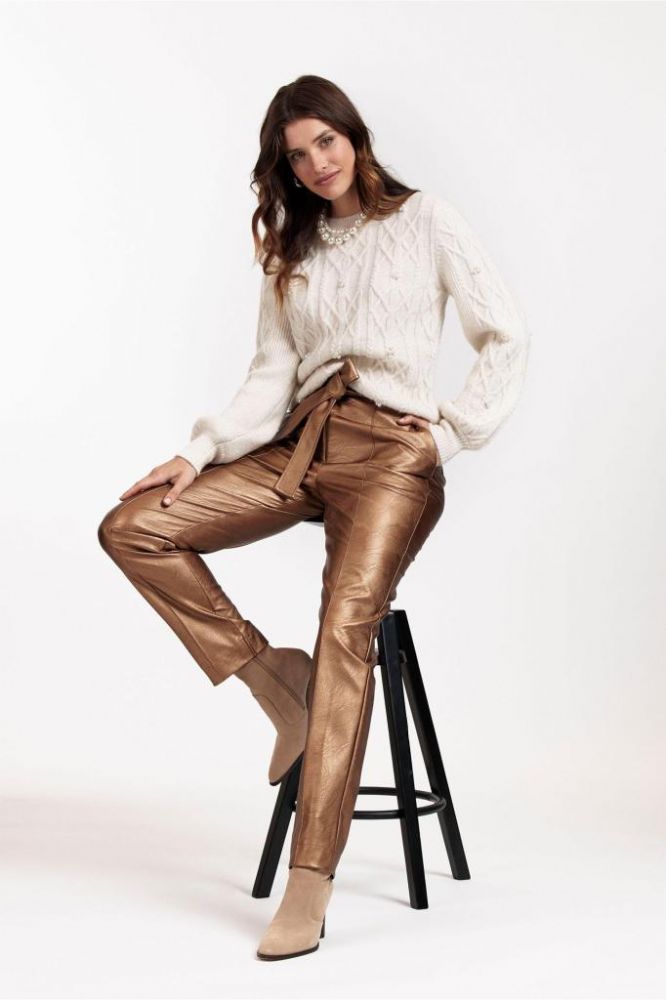 MORE of ME Studio Anneloes Mita faux leather trousers antraciet
